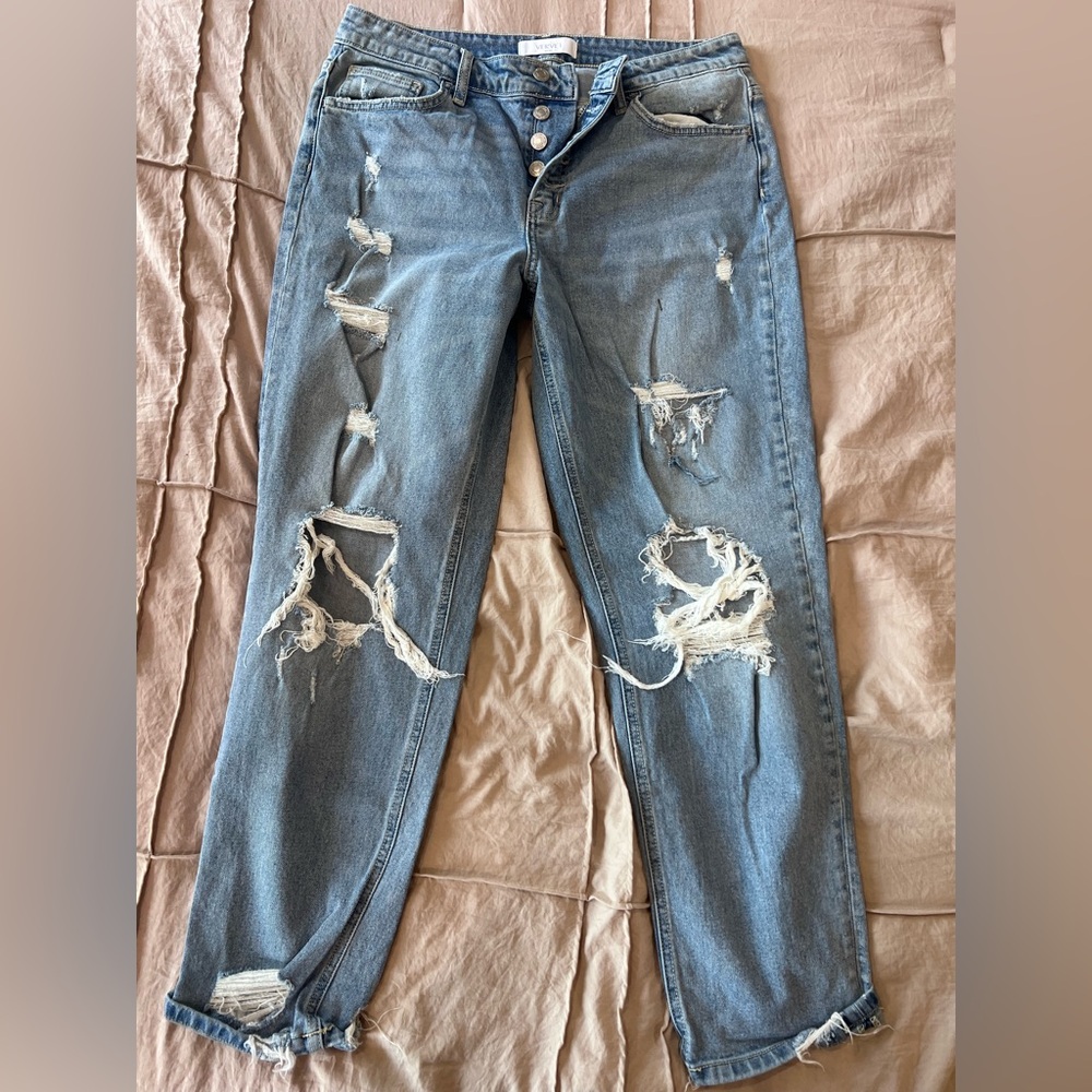 Vervet Casual Distressed Light Blue Boyfriend Jeans